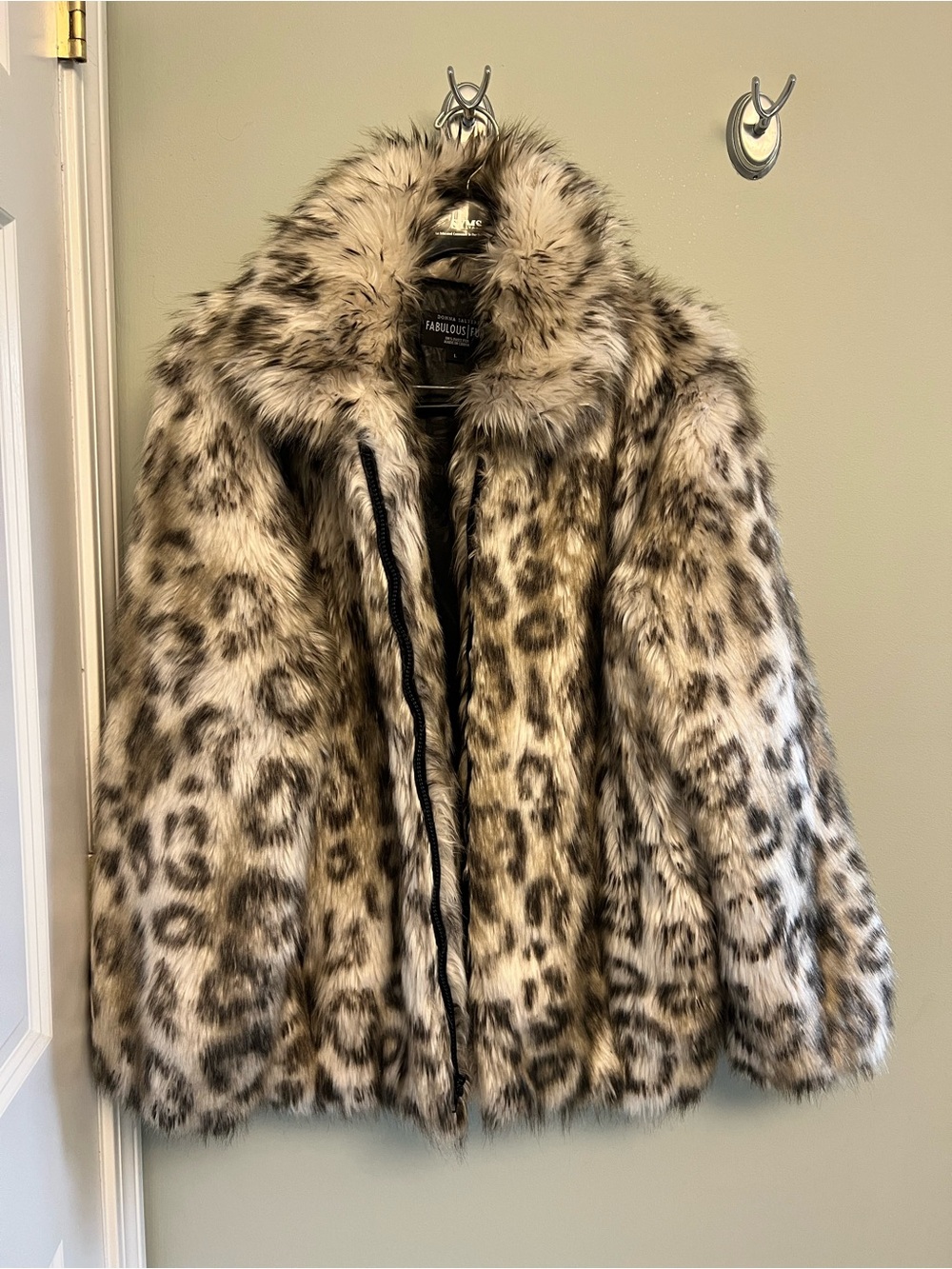 Donna Salyers Fabulous Furs Leopard Print Faux Fur Jacket - Brown/Beige